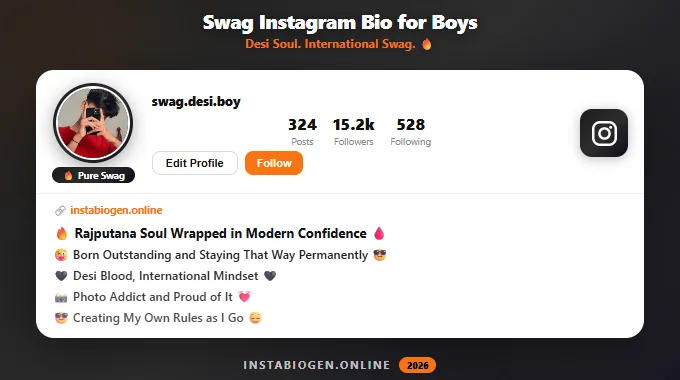 Swag Instagram Bio for Boys